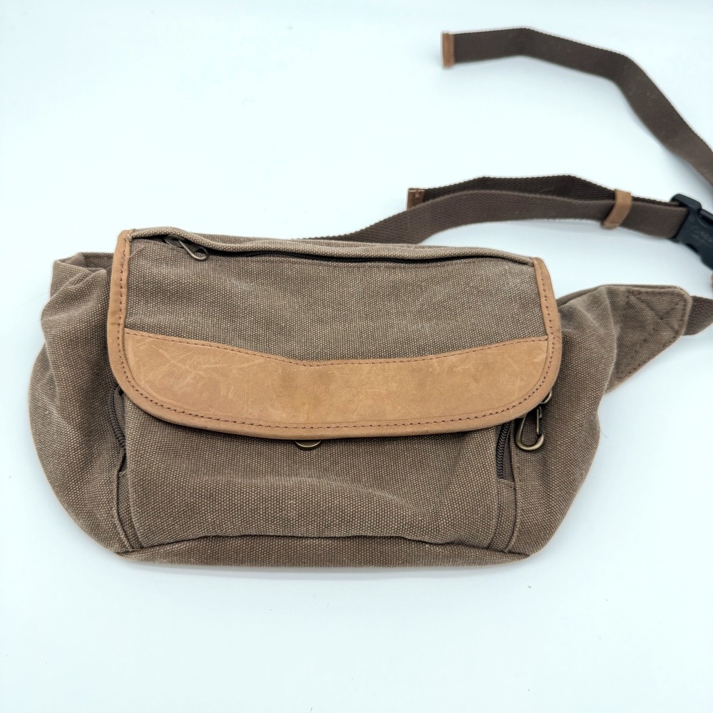 LL Bean Gorpcore Vintage Heavyweight Canvas Fanny Pack Waist Belt Bag Tan Brown